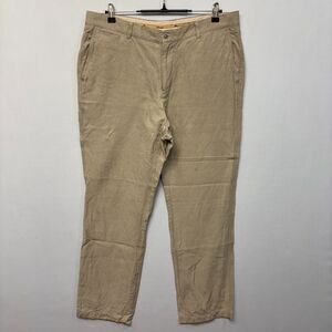 Tommy Bahama Men Linen Silk Blend Pants Measured Size 36x30 Beige D032 -24